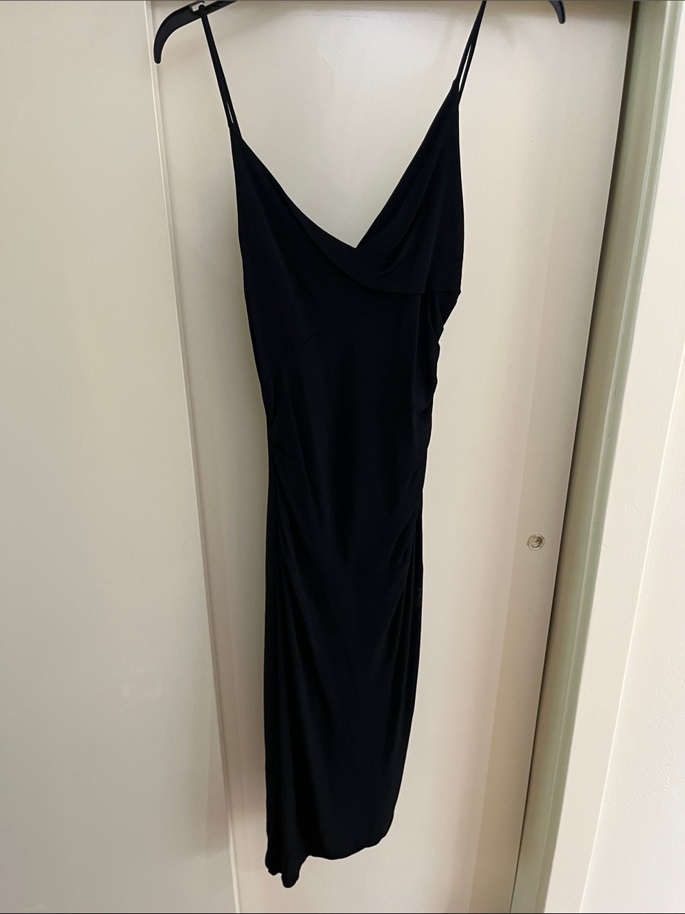 Diane Von Furstenberg Black Slip Dress with Cowl Neckline